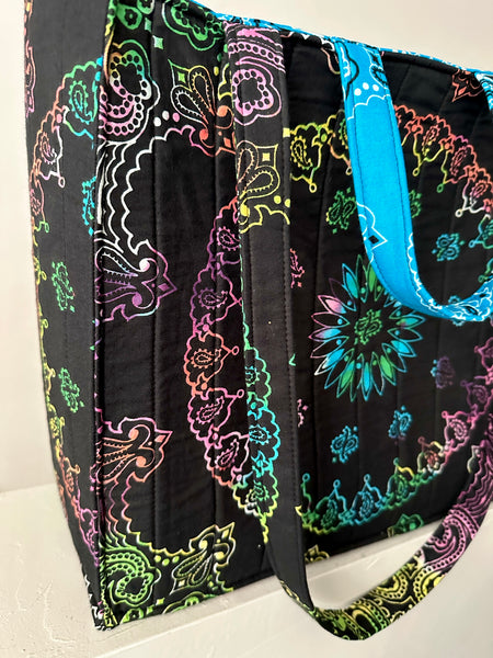 Medium Bandana Tote Bag With Custom Color Choices and Extra Long Straps/Short Handles