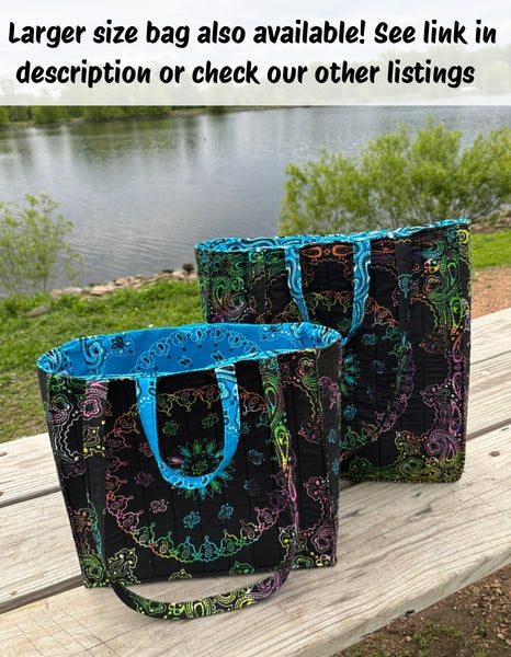 Medium Bandana Tote Bag With Custom Color Choices and Extra Long Straps/Short Handles