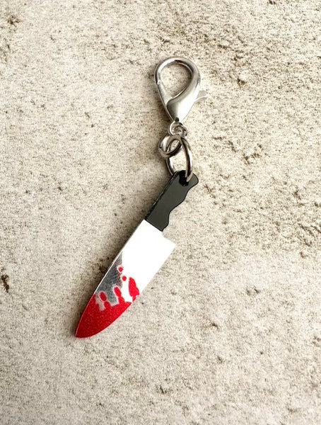 Horror Lover Bloody Knife Zipper Pull Bag Charm Keychain