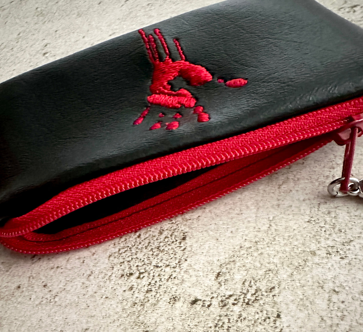 Bloody Handprint Vinyl Zipper Pouch – Horror Lover Gift for Cash, Cards & Earbuds