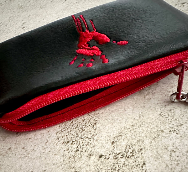 Horror Lover Bloody Handprint Vinyl Zipper Pouch for Cash, Cards, Ear Buds