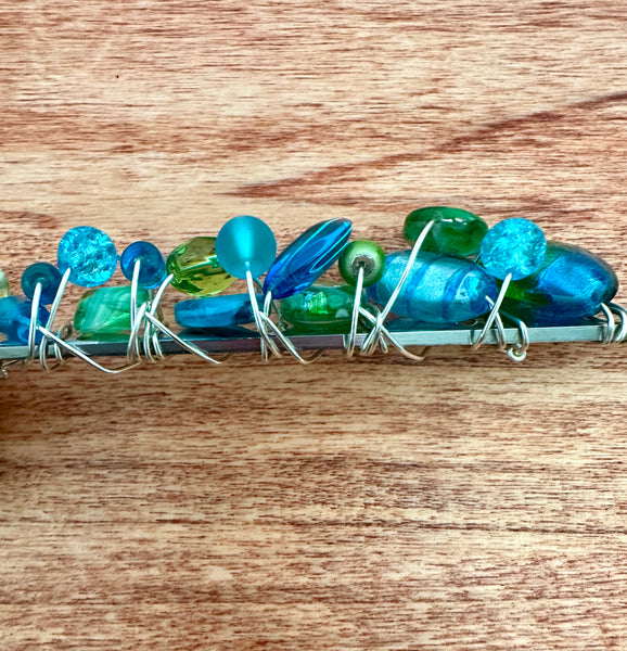 Beaded Wire Wrapped Coffee Scoop - Turquoise & Green