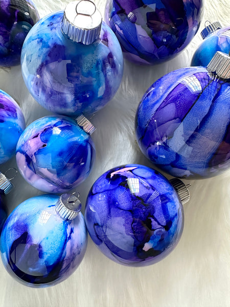 Shatterproof Alcohol Ink Christmas Ornament in 3 Sizes