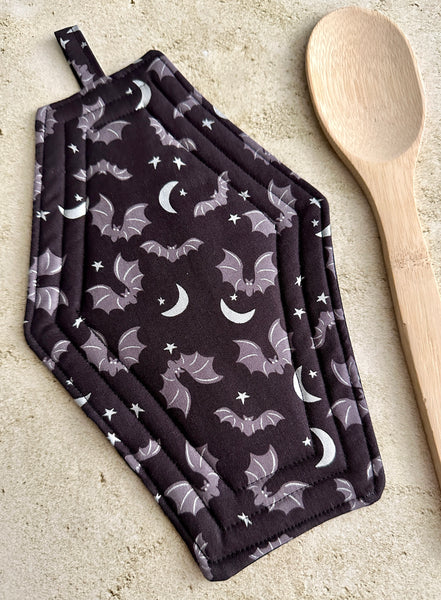 Coffin Pot Holder - Bats & Moons