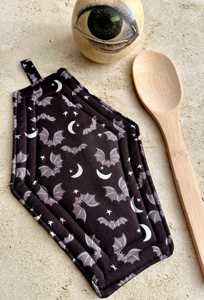 Coffin Pot Holder - Bats & Moons