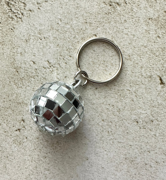 Retro Disco Ball Zipper Pull Bag Charm Keychain