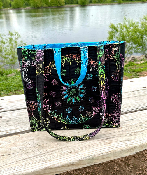 Medium Bandana Tote Bag With Custom Color Choices and Extra Long Straps/Short Handles