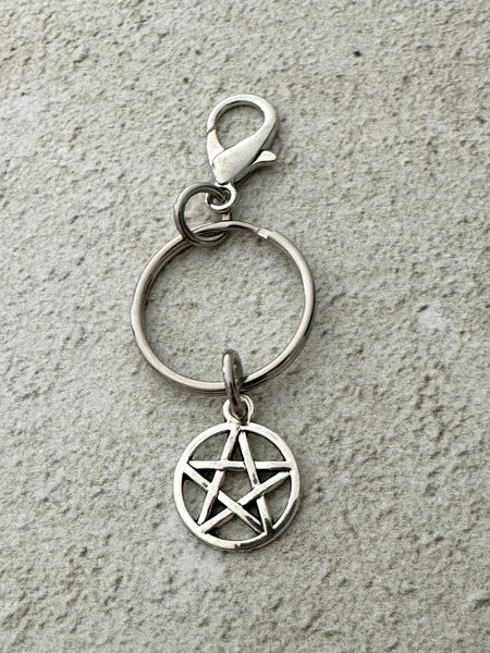 Witchy Pentacle Zipper Pull Bag Charm Keychain