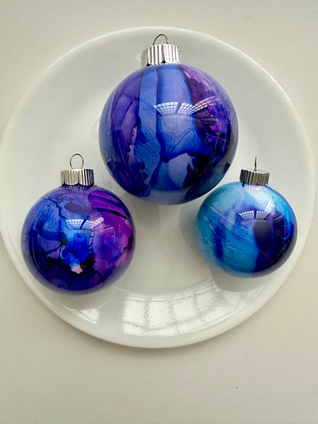 Shatterproof Alcohol Ink Christmas Ornament in 3 Sizes