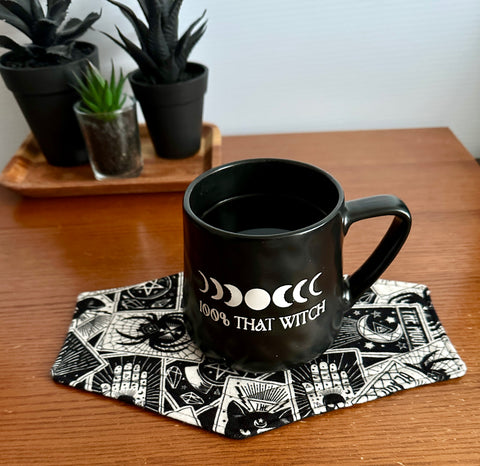 Witchy Coffin Mug Rug - Halloween Coffee Coaster