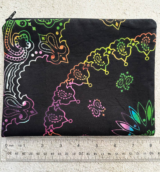 Witchy Rainbow Paisley Tarot Bag Zipper Pouch With Custom Lining Color