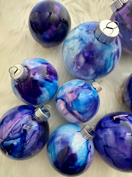 Shatterproof Alcohol Ink Christmas Ornament in 3 Sizes