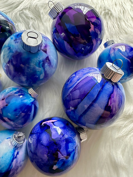 Shatterproof Alcohol Ink Christmas Ornament in 3 Sizes