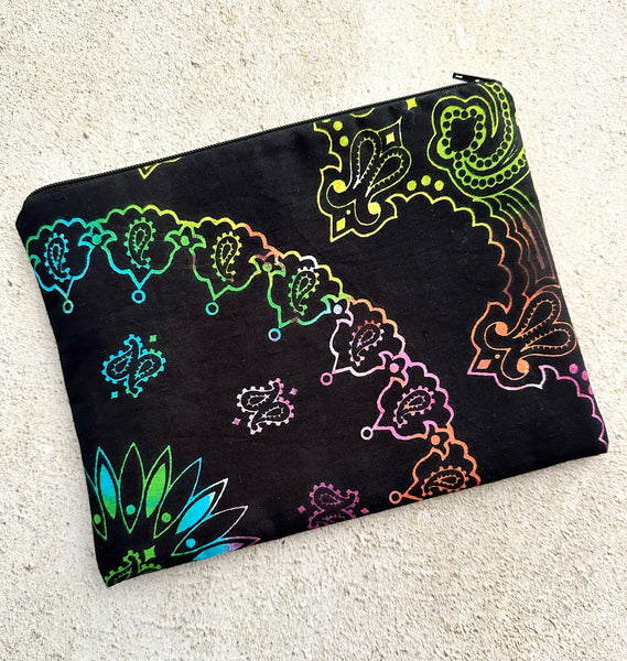 Witchy Rainbow Paisley Tarot Bag Zipper Pouch With Custom Lining Color