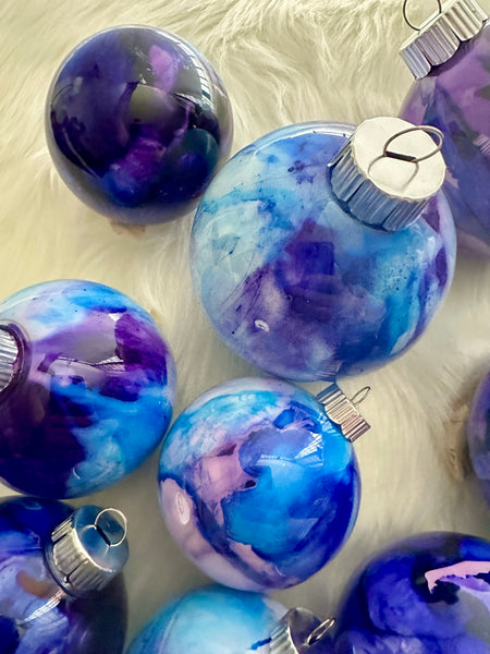 Shatterproof Alcohol Ink Christmas Ornament in 3 Sizes