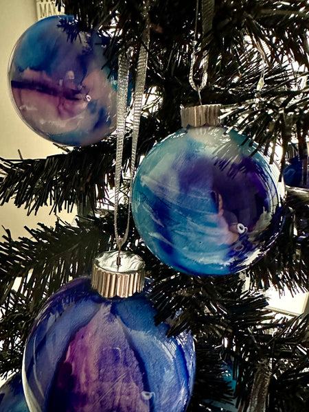 Shatterproof Alcohol Ink Christmas Ornament in 3 Sizes