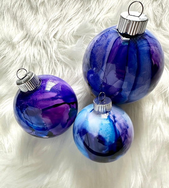 Shatterproof Alcohol Ink Christmas Ornament in 3 Sizes