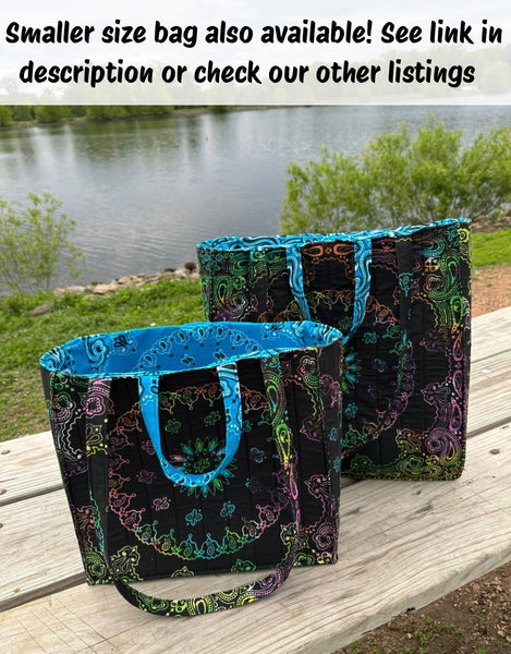 Large Bandana Tote Bag With Custom Color Choices and Extra Long Straps/Short Handles