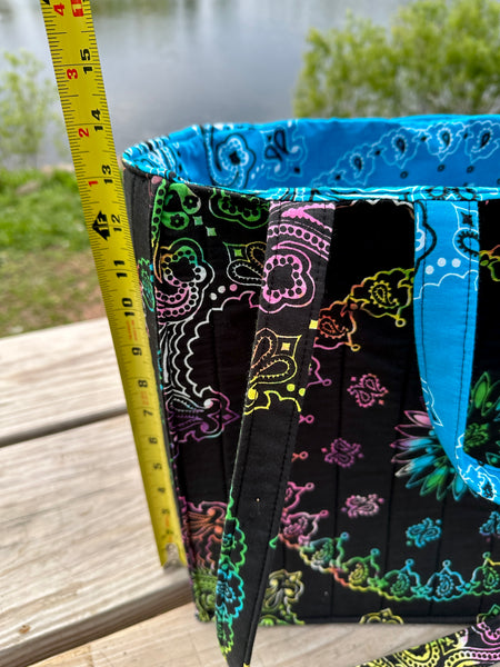 Medium Bandana Tote Bag With Custom Color Choices and Extra Long Straps/Short Handles