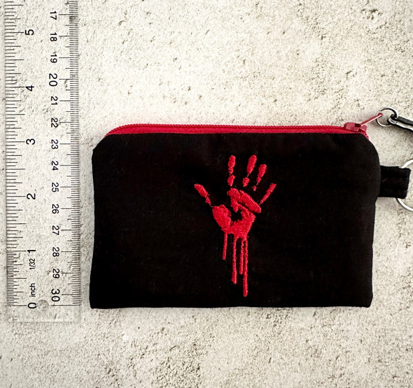Horror Lover Bloody Handprint Cotton Zipper Pouch for Cash, Cards, Ear Buds
