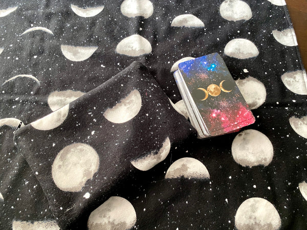 Moon Phases Tarot Spread Cloth - Tarot Reading Mat - Altar Cloth