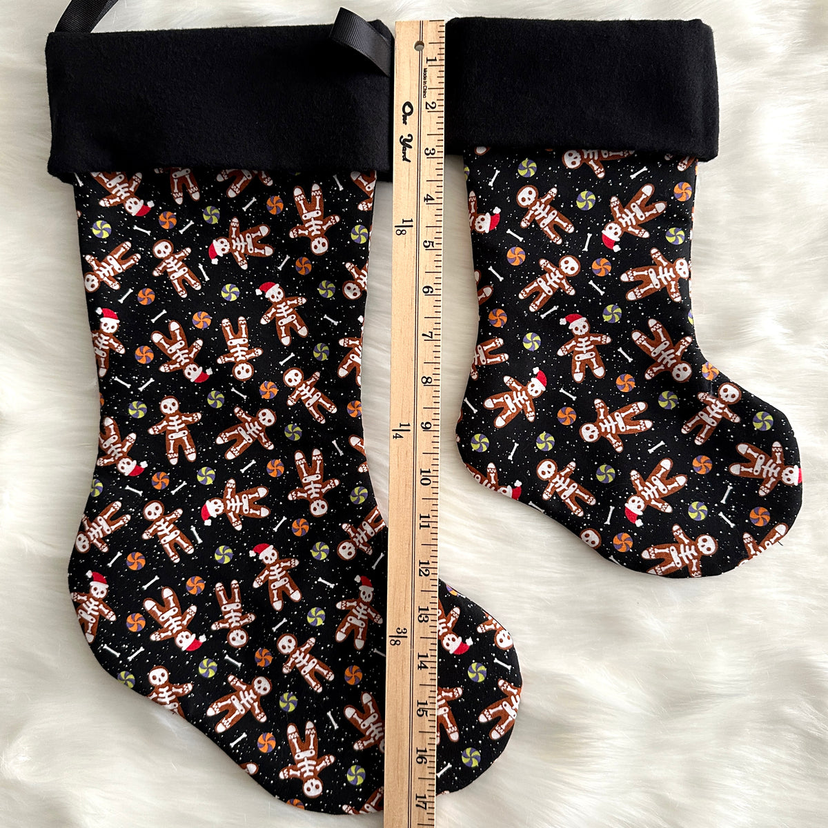 Goth Horror Creepmas Gingerdead Gingerbread Man Christmas Stocking - 2 Sizes