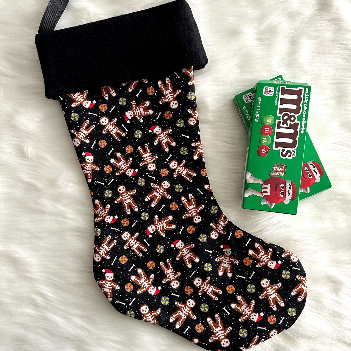 Goth Horror Creepmas Gingerdead Gingerbread Man Christmas Stocking - 2 Sizes