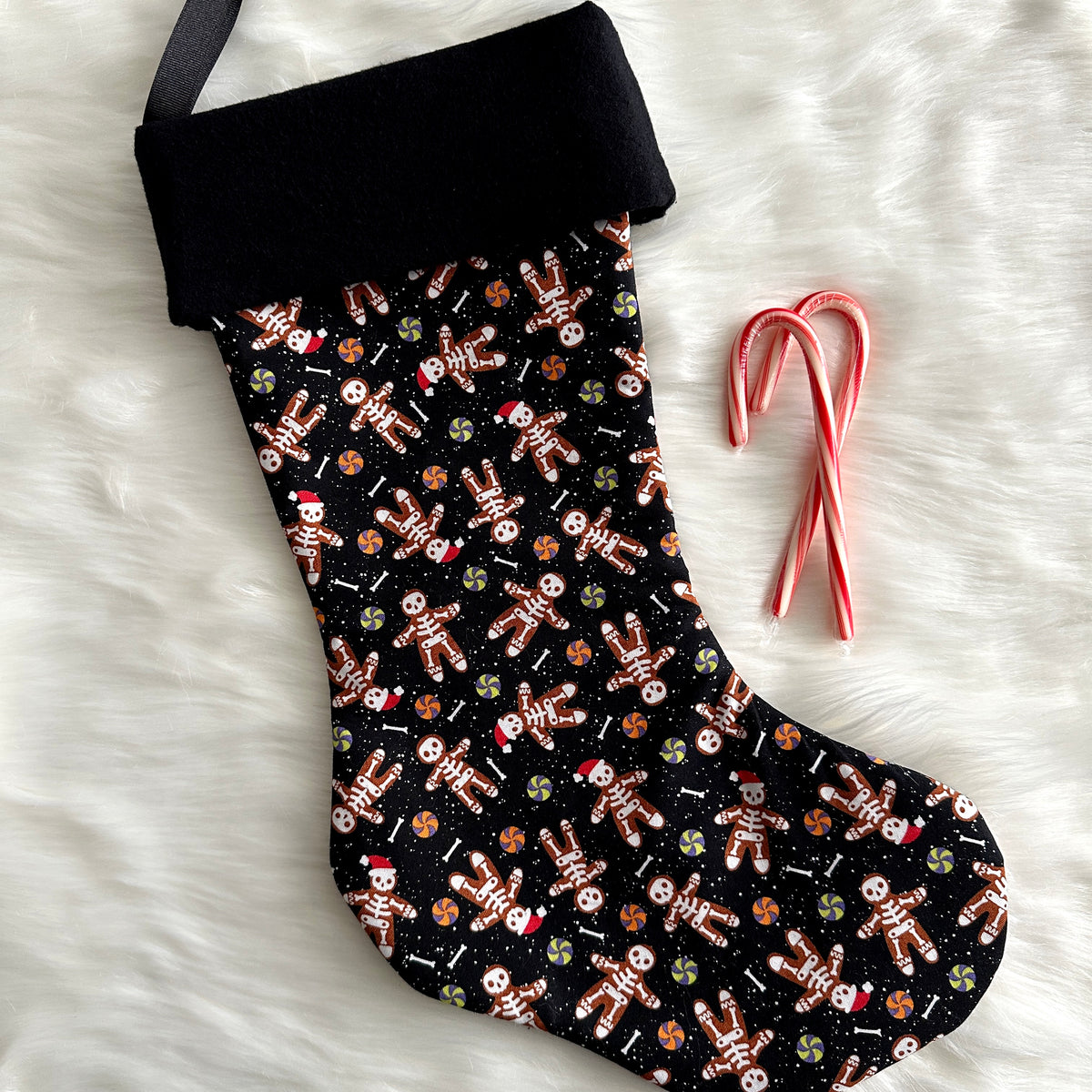 Goth Horror Creepmas Gingerdead Gingerbread Man Christmas Stocking - 2 Sizes