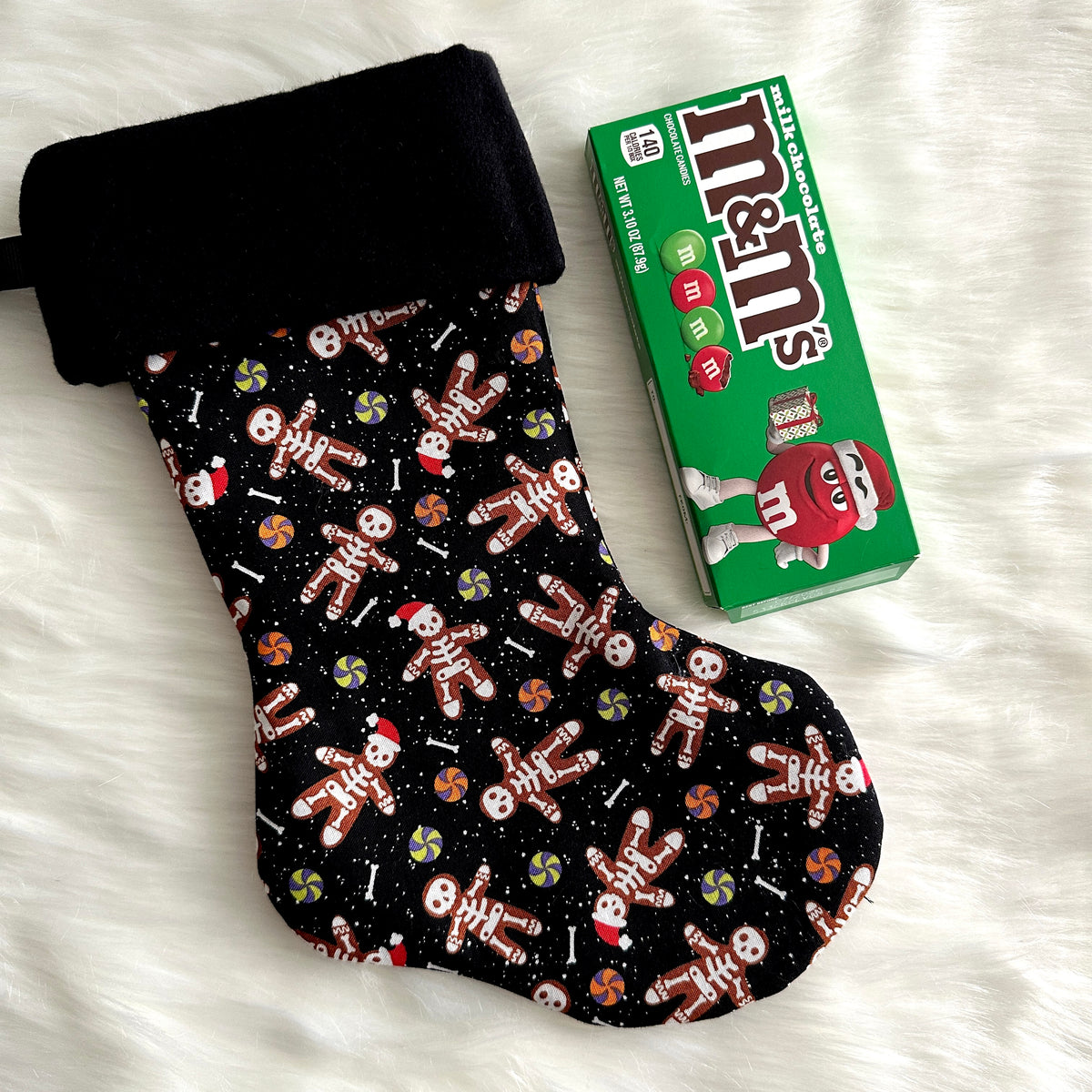 Goth Horror Creepmas Gingerdead Gingerbread Man Christmas Stocking - 2 Sizes