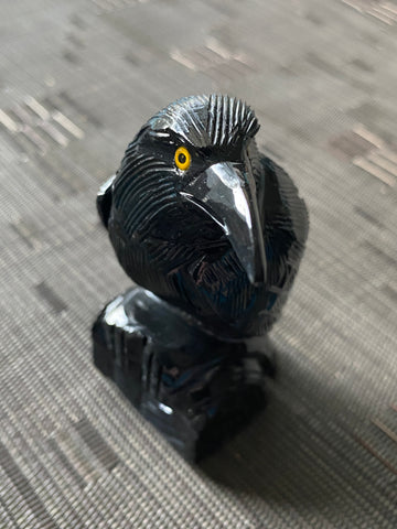 Black Onyx Carved Raven