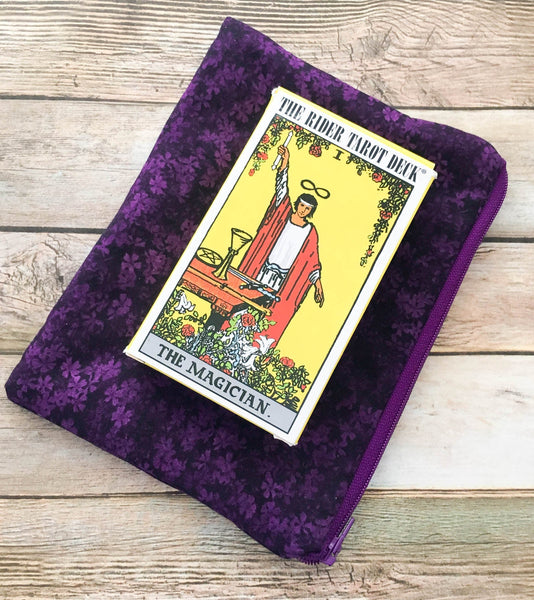 Purple Flowers Tarot Card Bag