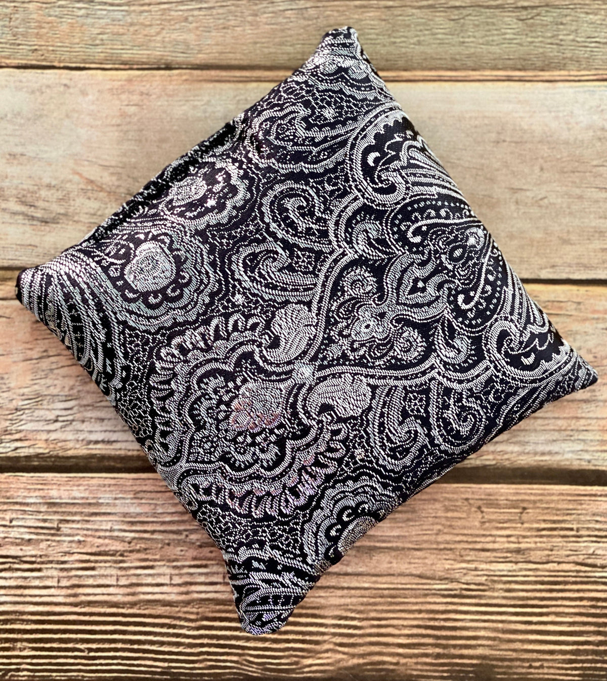 Silver Singing Bowl Crystal Display Pillow