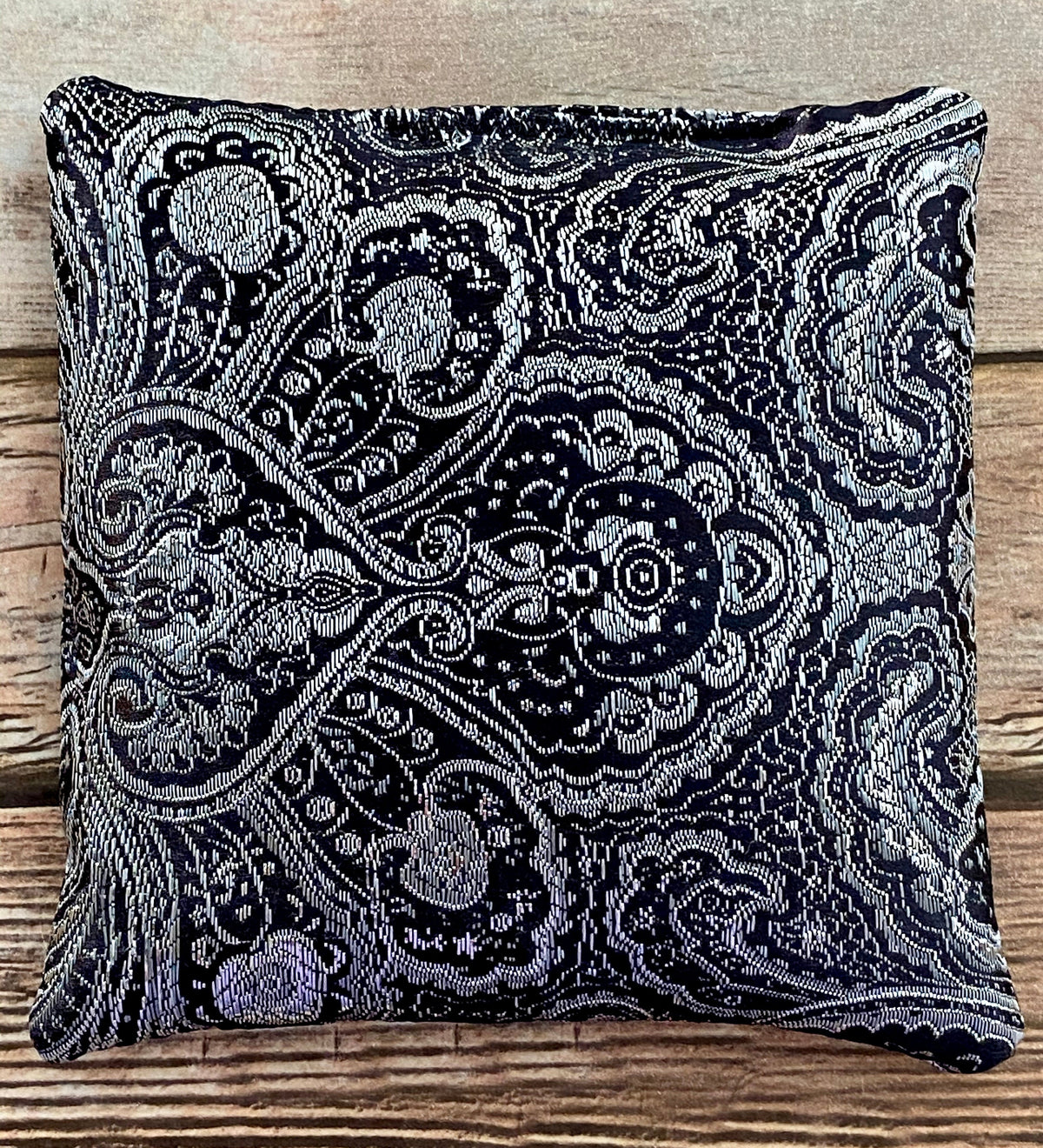 Silver Singing Bowl Crystal Display Pillow