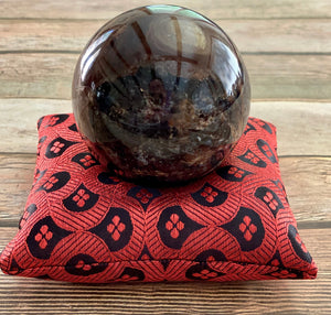Red Singing Bowl Crystal Display Pillow