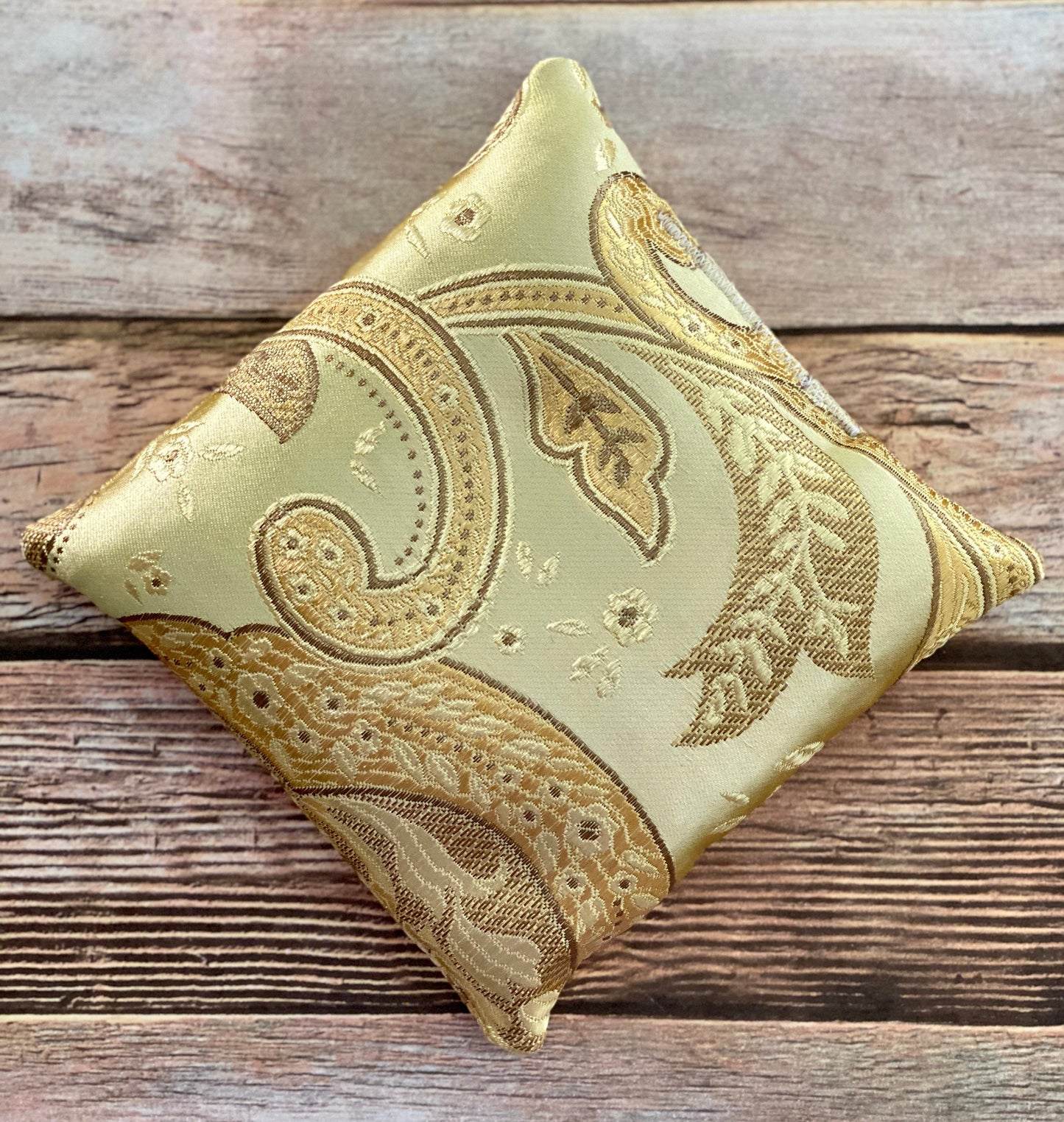 Gold Singing Bowl Crystal Display Pillow