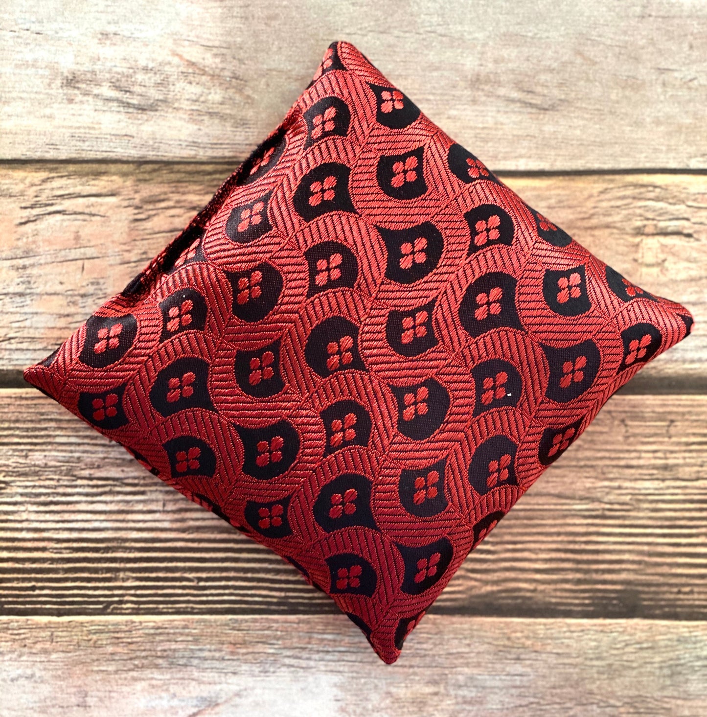 Red Singing Bowl Crystal Display Pillow