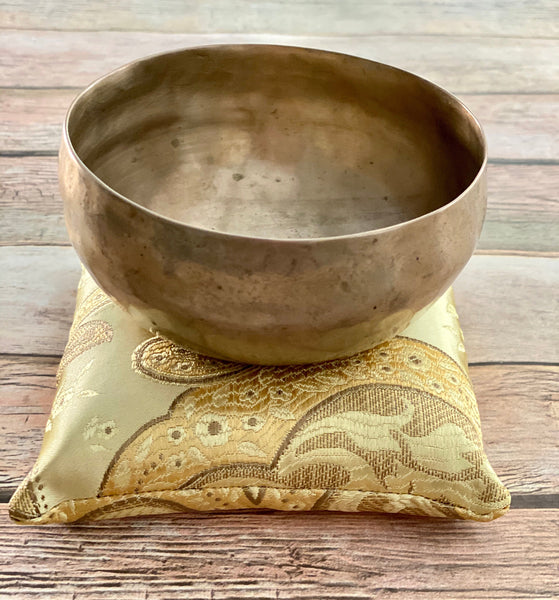 Gold Singing Bowl Crystal Display Pillow
